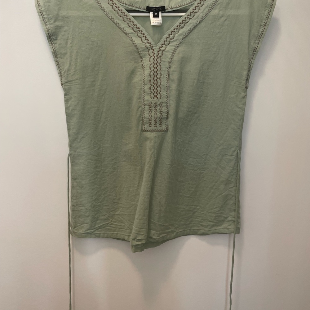 Elegant Sage Green Embroidered Tunic